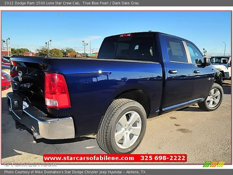 True Blue Pearl / Dark Slate Gray 2012 Dodge Ram 1500 Lone Star Crew Cab