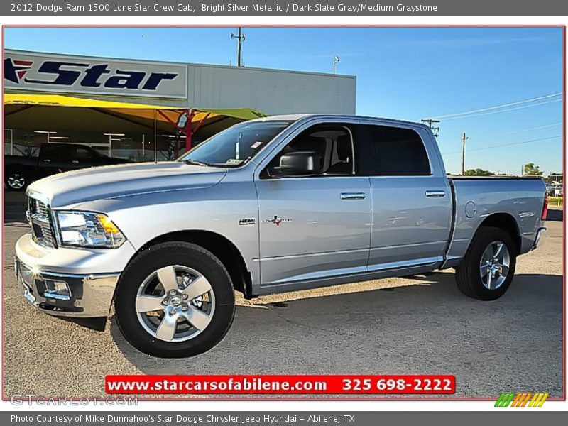 Bright Silver Metallic / Dark Slate Gray/Medium Graystone 2012 Dodge Ram 1500 Lone Star Crew Cab
