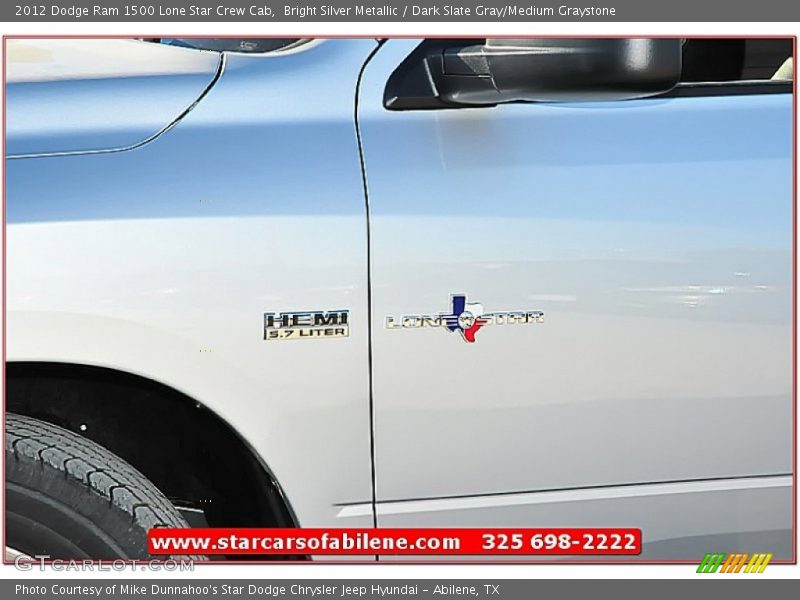 Bright Silver Metallic / Dark Slate Gray/Medium Graystone 2012 Dodge Ram 1500 Lone Star Crew Cab