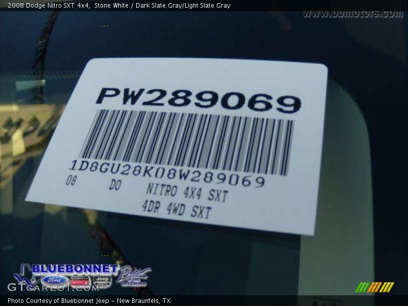 Stone White / Dark Slate Gray/Light Slate Gray 2008 Dodge Nitro SXT 4x4