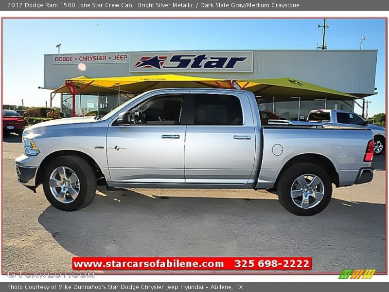 Bright Silver Metallic / Dark Slate Gray/Medium Graystone 2012 Dodge Ram 1500 Lone Star Crew Cab