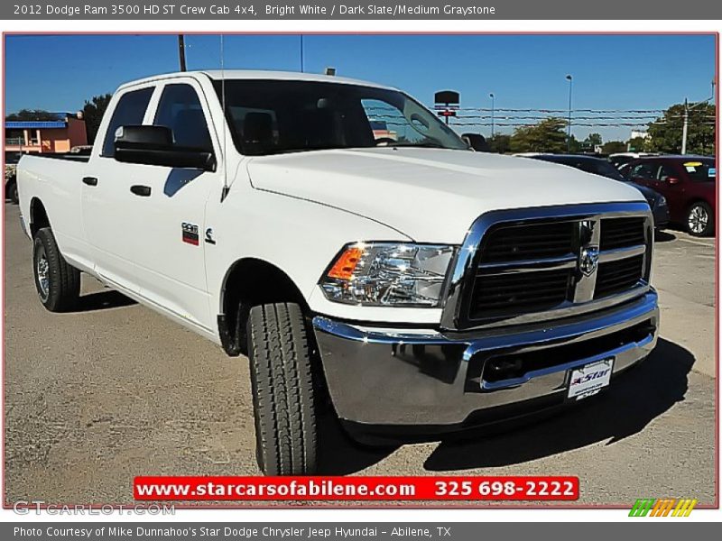 Bright White / Dark Slate/Medium Graystone 2012 Dodge Ram 3500 HD ST Crew Cab 4x4