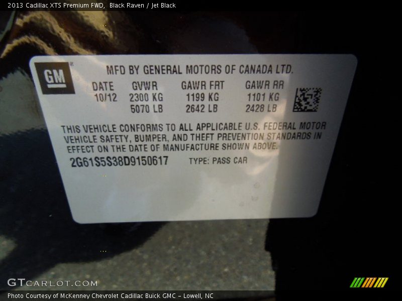 Black Raven / Jet Black 2013 Cadillac XTS Premium FWD