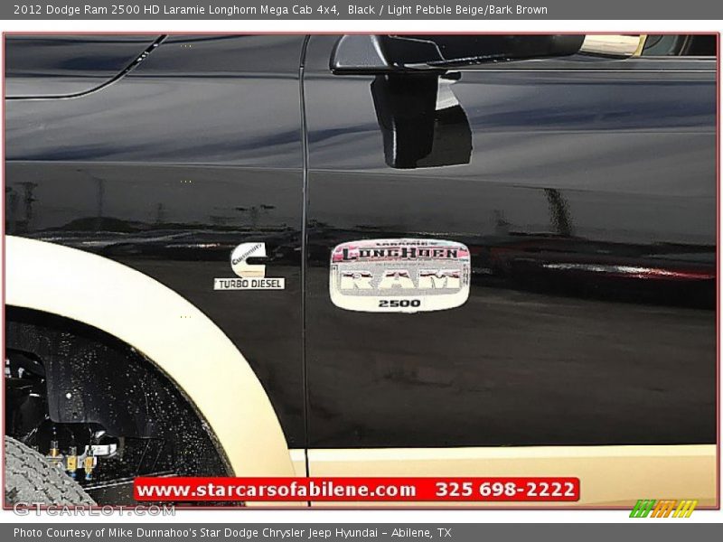 Black / Light Pebble Beige/Bark Brown 2012 Dodge Ram 2500 HD Laramie Longhorn Mega Cab 4x4