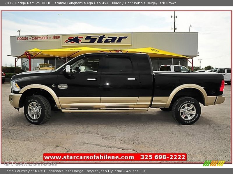 Black / Light Pebble Beige/Bark Brown 2012 Dodge Ram 2500 HD Laramie Longhorn Mega Cab 4x4
