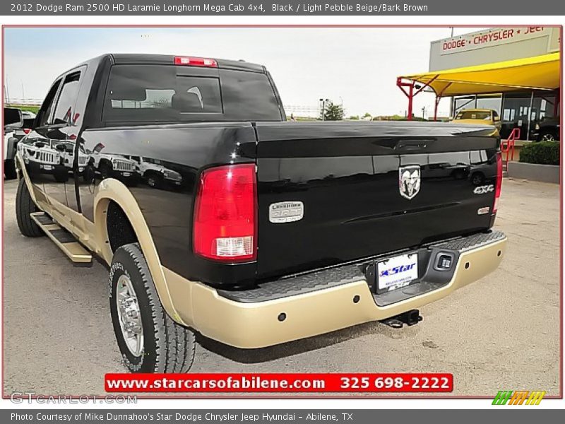 Black / Light Pebble Beige/Bark Brown 2012 Dodge Ram 2500 HD Laramie Longhorn Mega Cab 4x4