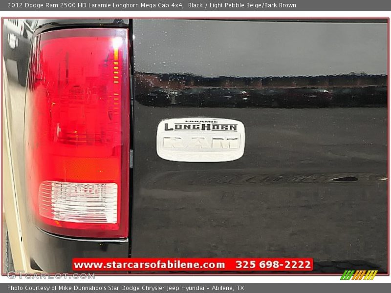 Black / Light Pebble Beige/Bark Brown 2012 Dodge Ram 2500 HD Laramie Longhorn Mega Cab 4x4