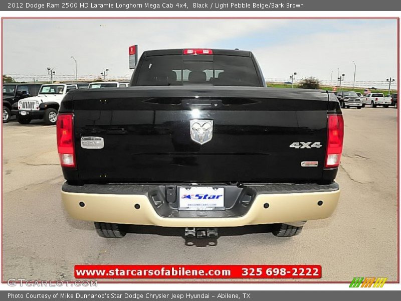 Black / Light Pebble Beige/Bark Brown 2012 Dodge Ram 2500 HD Laramie Longhorn Mega Cab 4x4