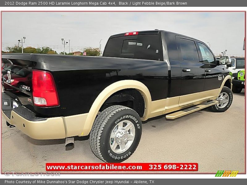 Black / Light Pebble Beige/Bark Brown 2012 Dodge Ram 2500 HD Laramie Longhorn Mega Cab 4x4