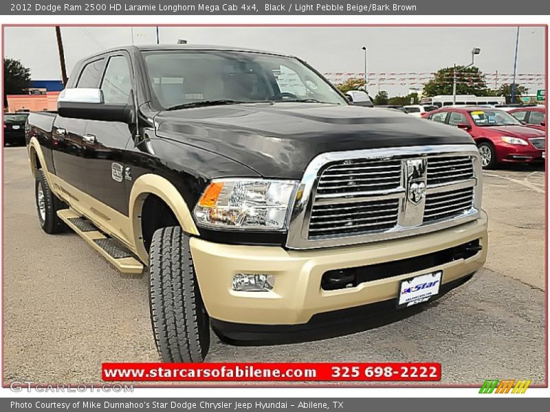 Black / Light Pebble Beige/Bark Brown 2012 Dodge Ram 2500 HD Laramie Longhorn Mega Cab 4x4