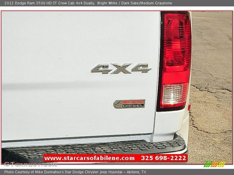 Bright White / Dark Slate/Medium Graystone 2012 Dodge Ram 3500 HD ST Crew Cab 4x4 Dually