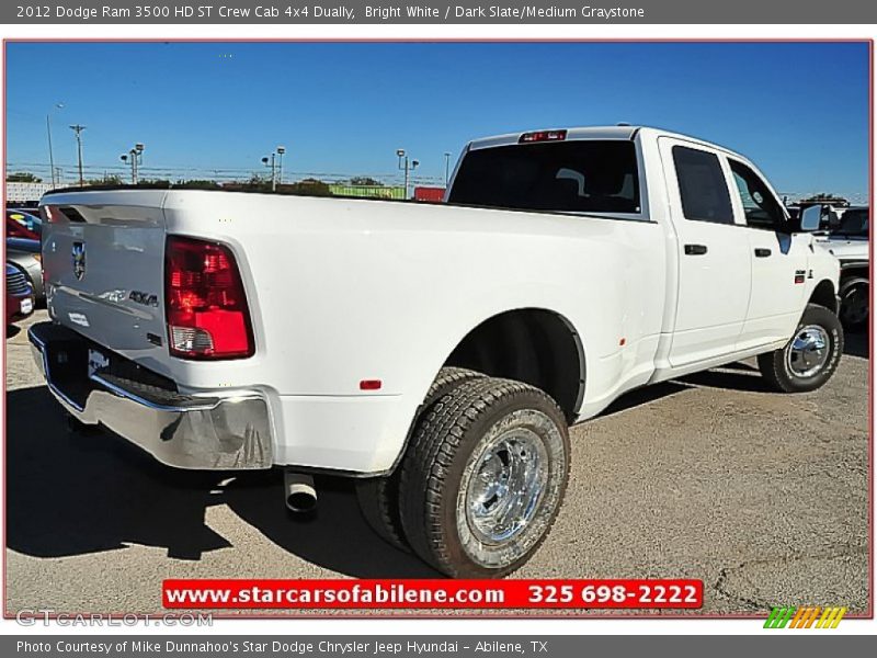 Bright White / Dark Slate/Medium Graystone 2012 Dodge Ram 3500 HD ST Crew Cab 4x4 Dually