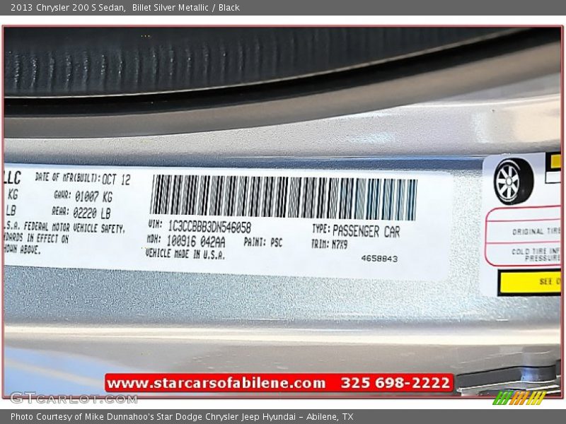 Billet Silver Metallic / Black 2013 Chrysler 200 S Sedan