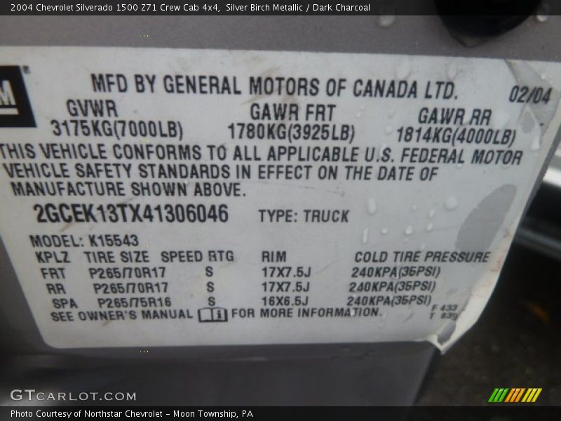 Silver Birch Metallic / Dark Charcoal 2004 Chevrolet Silverado 1500 Z71 Crew Cab 4x4