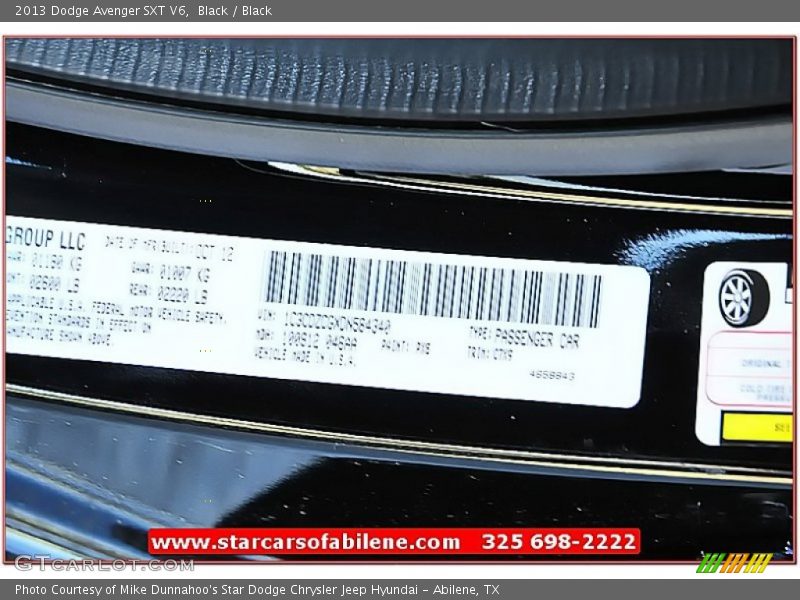 Black / Black 2013 Dodge Avenger SXT V6