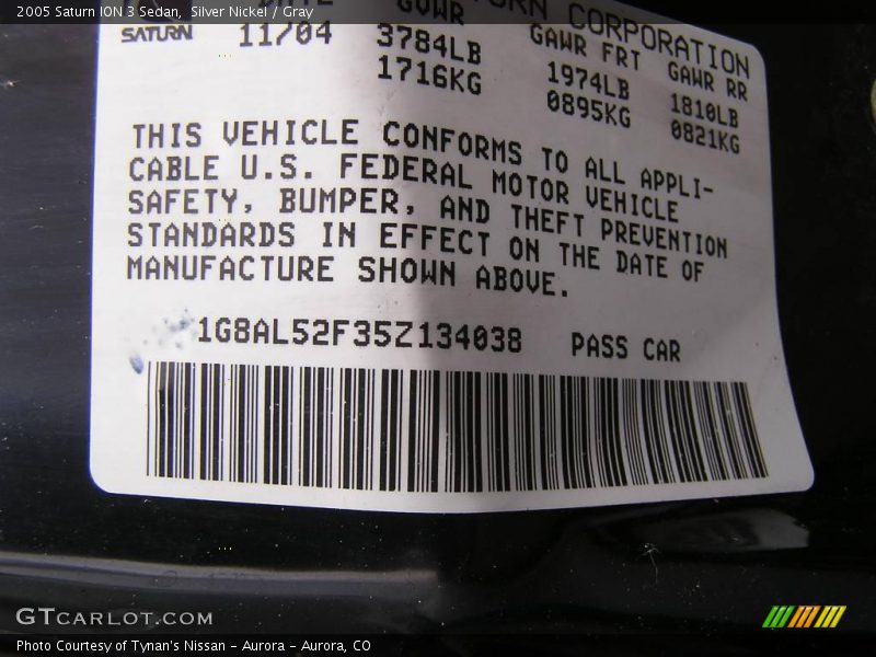 Silver Nickel / Gray 2005 Saturn ION 3 Sedan