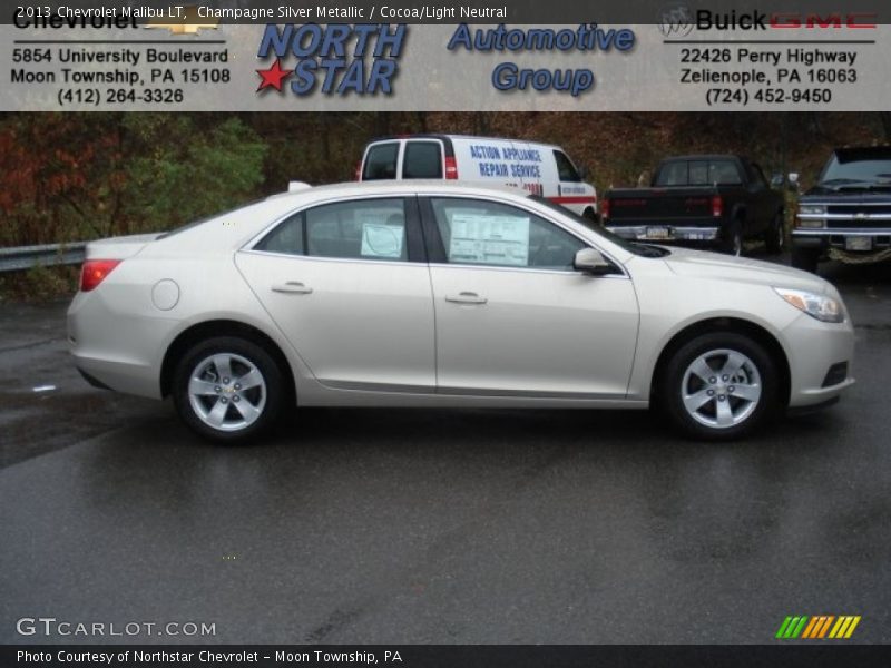 Champagne Silver Metallic / Cocoa/Light Neutral 2013 Chevrolet Malibu LT