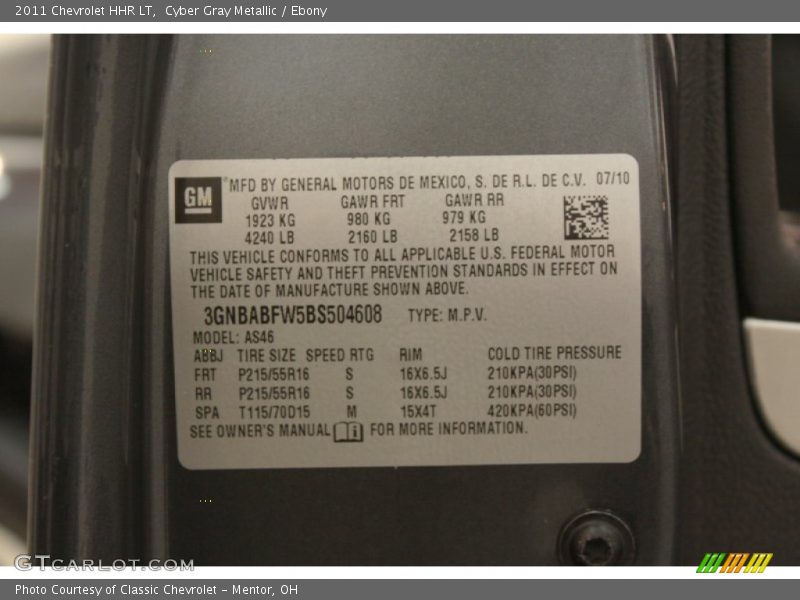 Cyber Gray Metallic / Ebony 2011 Chevrolet HHR LT