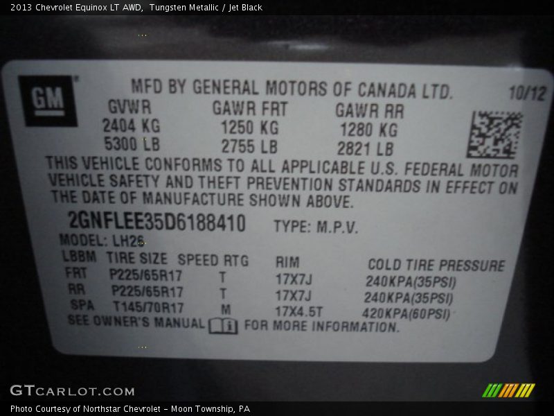 Tungsten Metallic / Jet Black 2013 Chevrolet Equinox LT AWD