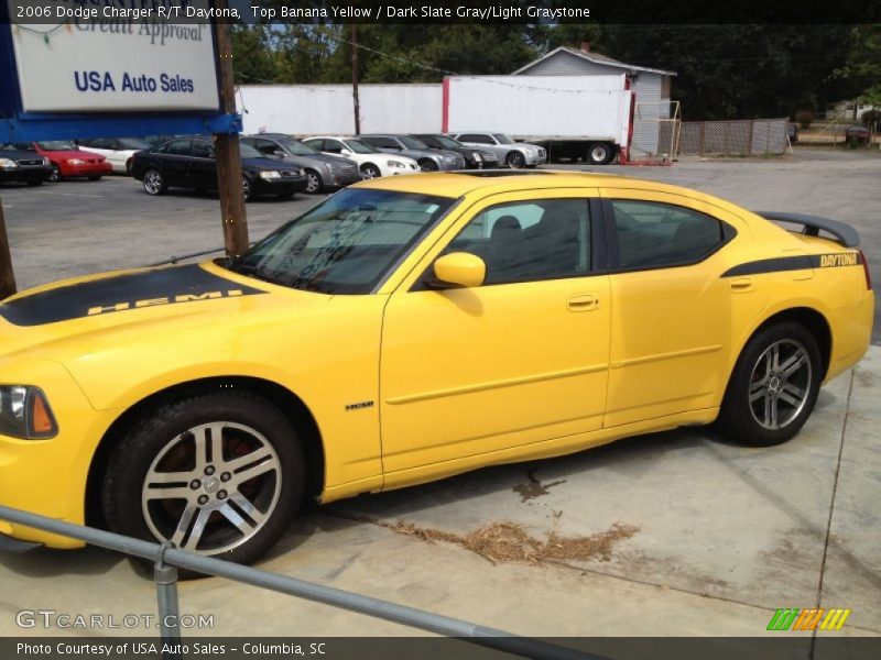 Top Banana Yellow / Dark Slate Gray/Light Graystone 2006 Dodge Charger R/T Daytona