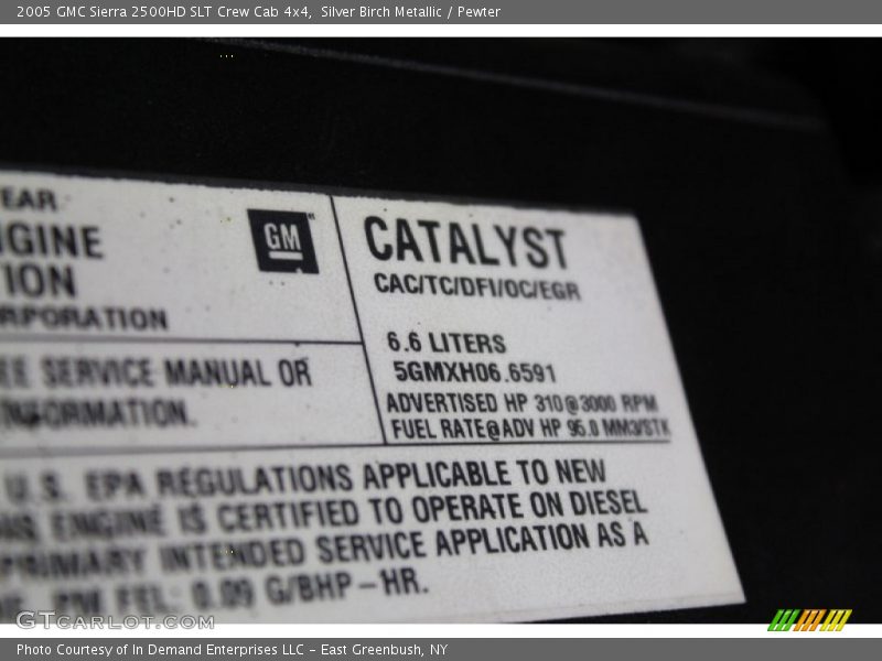 Info Tag of 2005 Sierra 2500HD SLT Crew Cab 4x4