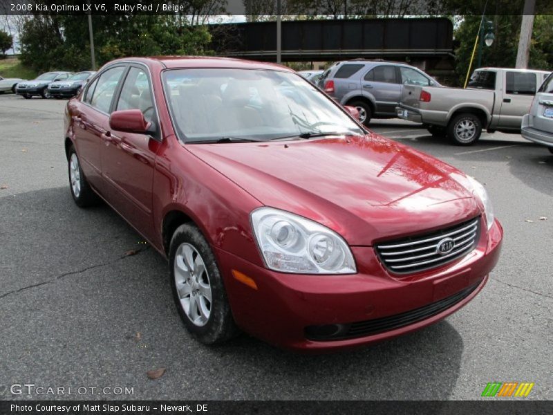Ruby Red / Beige 2008 Kia Optima LX V6