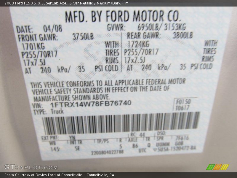 Silver Metallic / Medium/Dark Flint 2008 Ford F150 STX SuperCab 4x4