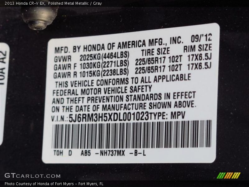 Polished Metal Metallic / Gray 2013 Honda CR-V EX