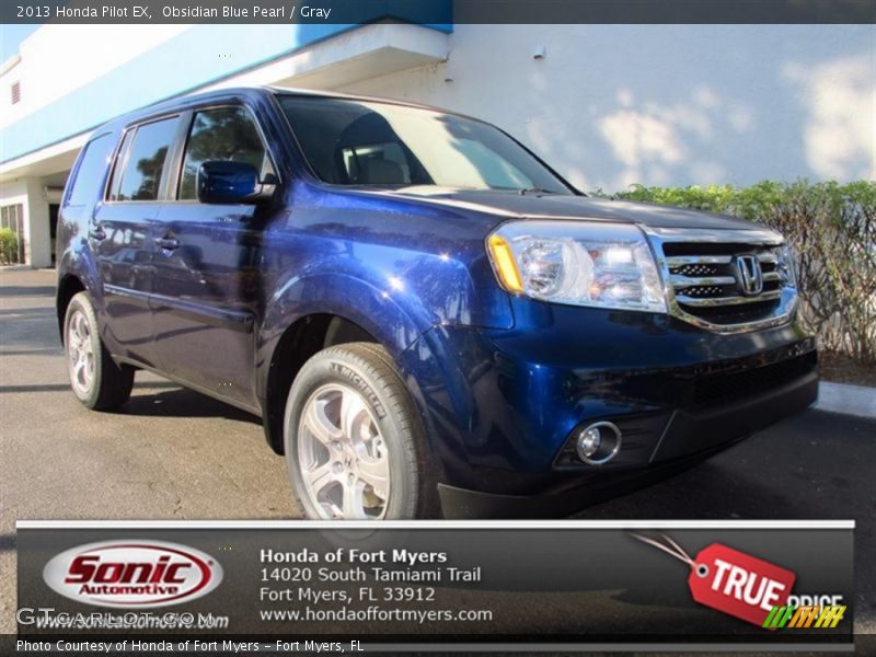Obsidian Blue Pearl / Gray 2013 Honda Pilot EX