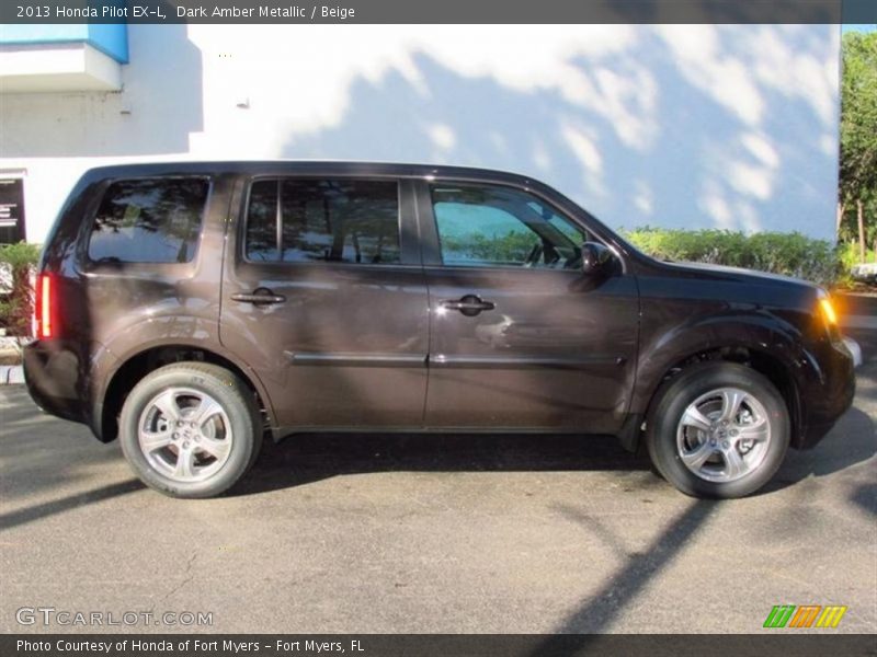 Dark Amber Metallic / Beige 2013 Honda Pilot EX-L