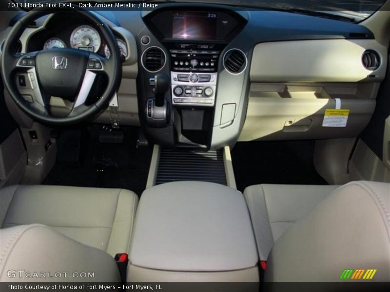 Dark Amber Metallic / Beige 2013 Honda Pilot EX-L