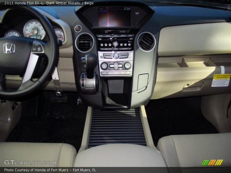Dark Amber Metallic / Beige 2013 Honda Pilot EX-L