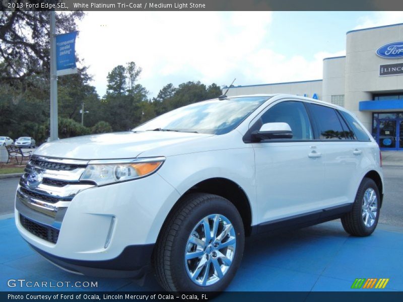 White Platinum Tri-Coat / Medium Light Stone 2013 Ford Edge SEL
