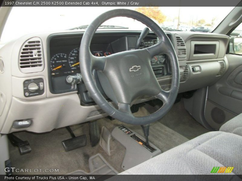Olympic White / Gray 1997 Chevrolet C/K 2500 K2500 Extended Cab 4x4
