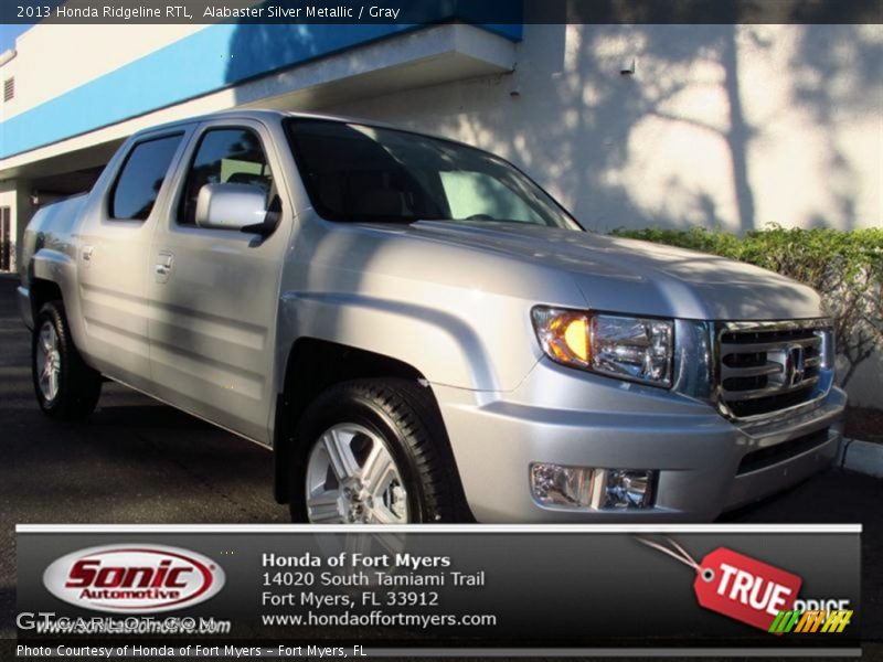 Alabaster Silver Metallic / Gray 2013 Honda Ridgeline RTL