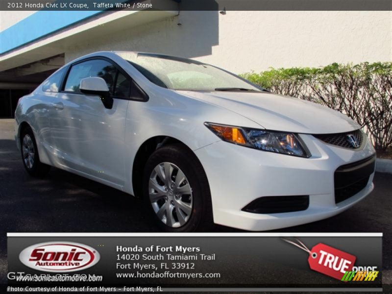 Taffeta White / Stone 2012 Honda Civic LX Coupe