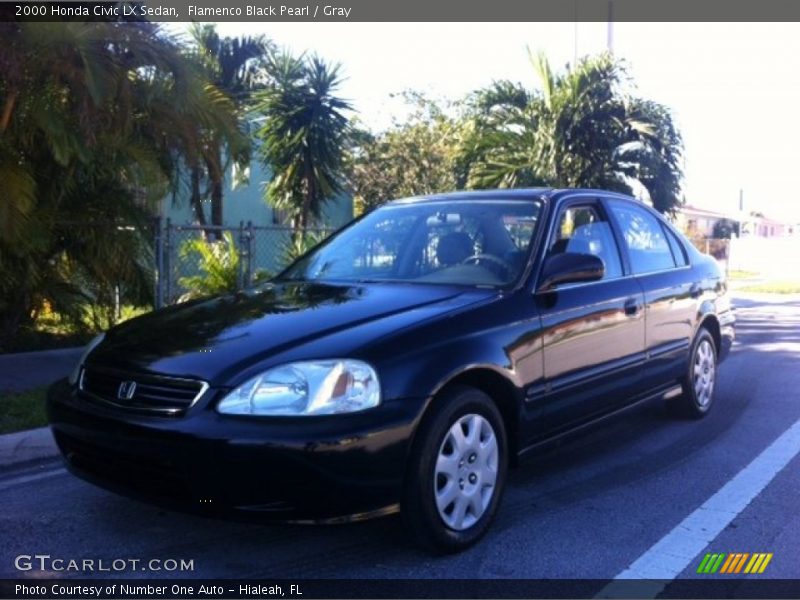 Flamenco Black Pearl / Gray 2000 Honda Civic LX Sedan
