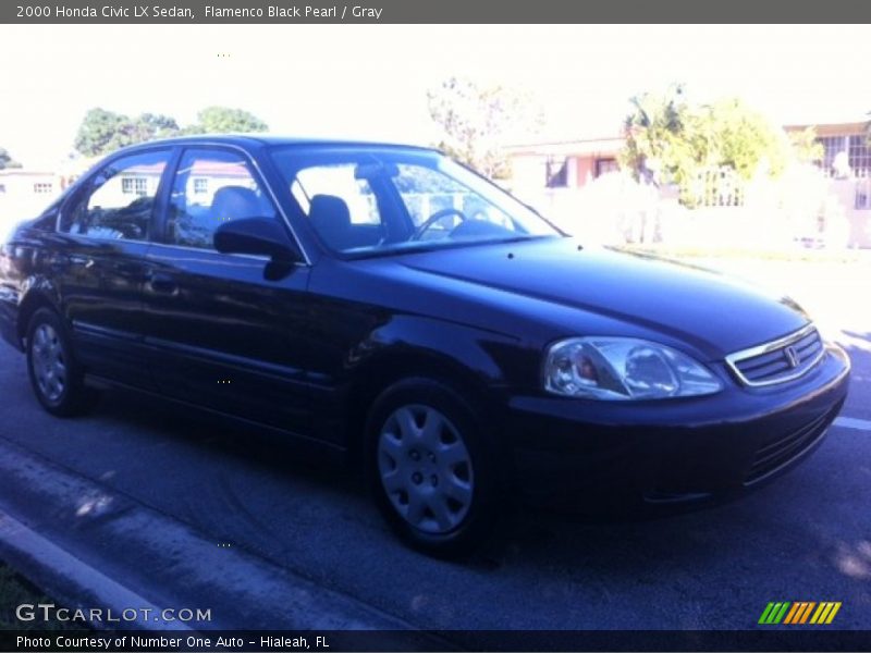 Flamenco Black Pearl / Gray 2000 Honda Civic LX Sedan