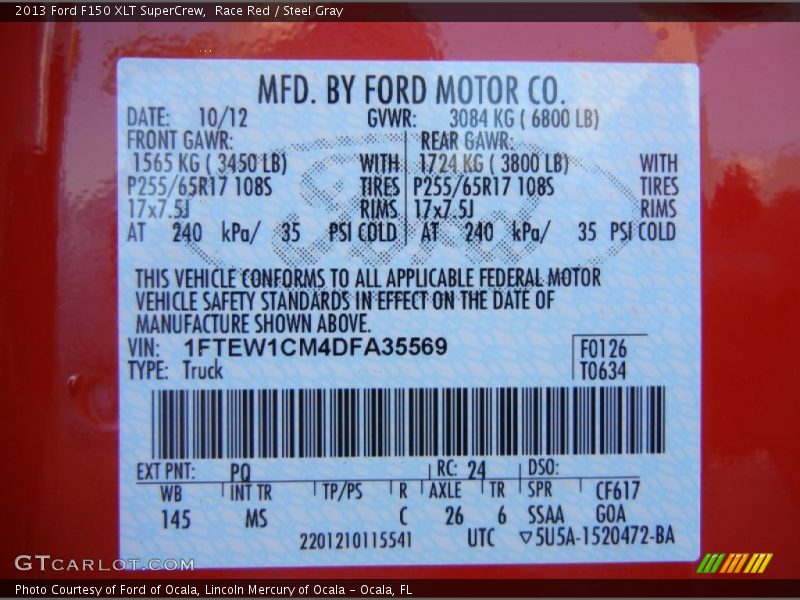 Race Red / Steel Gray 2013 Ford F150 XLT SuperCrew