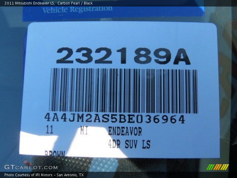 Carbon Pearl / Black 2011 Mitsubishi Endeavor LS