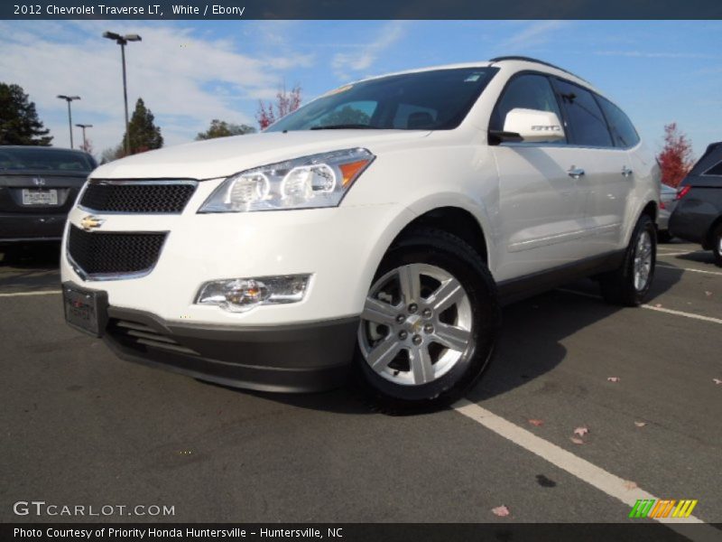 White / Ebony 2012 Chevrolet Traverse LT