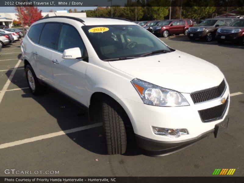 White / Ebony 2012 Chevrolet Traverse LT
