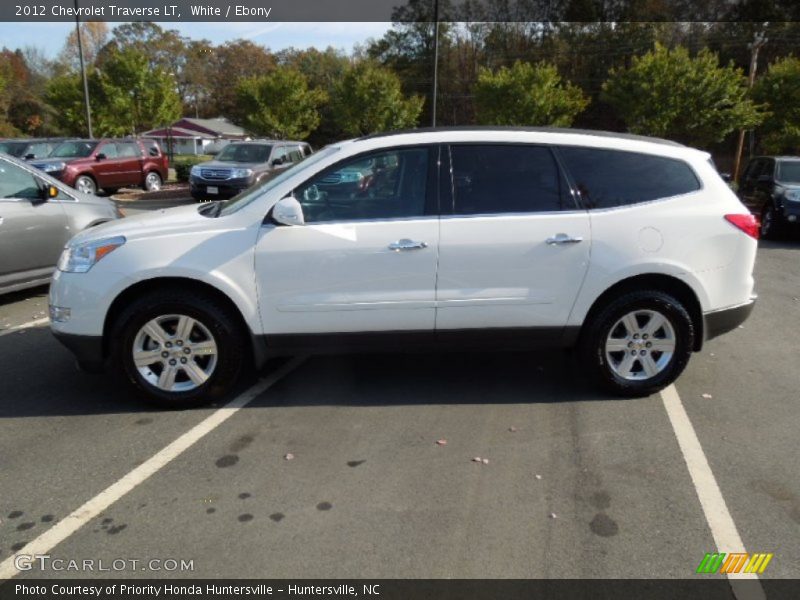 White / Ebony 2012 Chevrolet Traverse LT