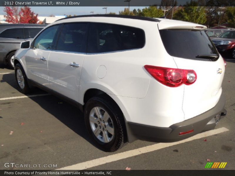 White / Ebony 2012 Chevrolet Traverse LT