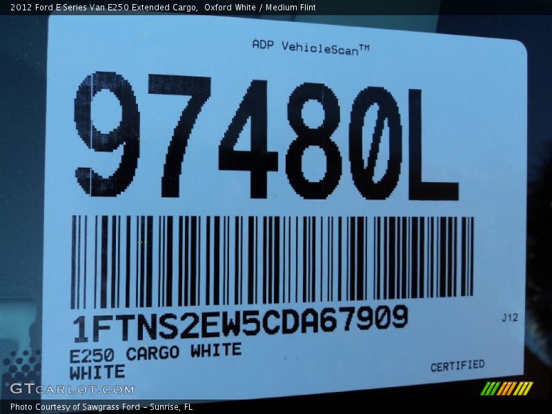 Oxford White / Medium Flint 2012 Ford E Series Van E250 Extended Cargo