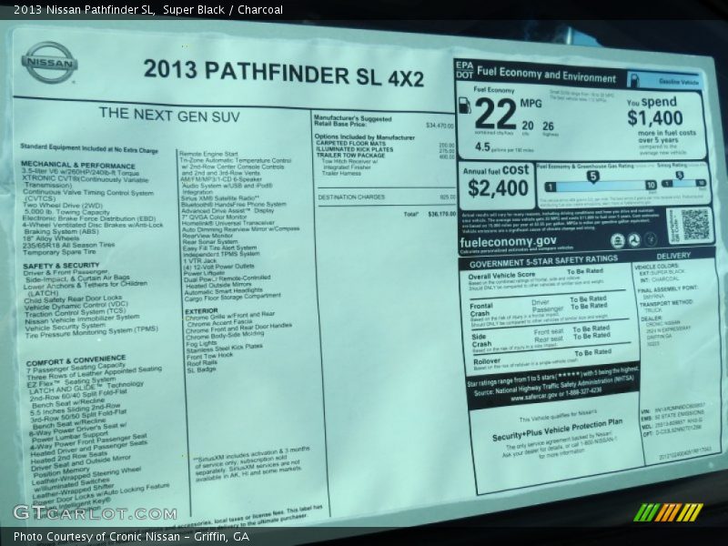 2013 Pathfinder SL Window Sticker