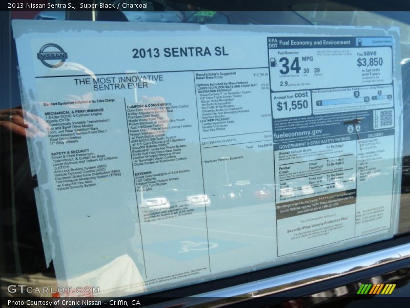  2013 Sentra SL Window Sticker