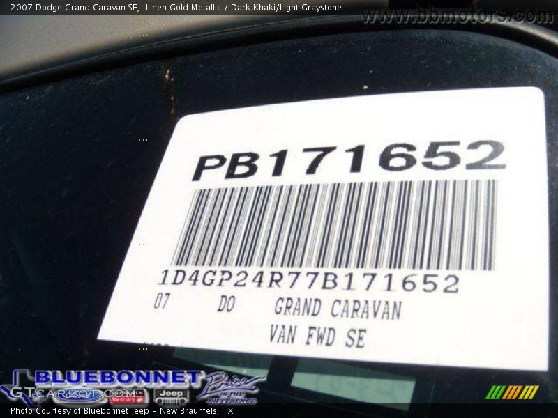 Linen Gold Metallic / Dark Khaki/Light Graystone 2007 Dodge Grand Caravan SE