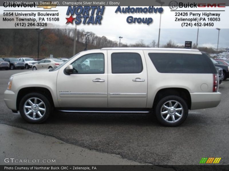 Champagne Silver Metallic / Ebony 2013 GMC Yukon XL Denali AWD