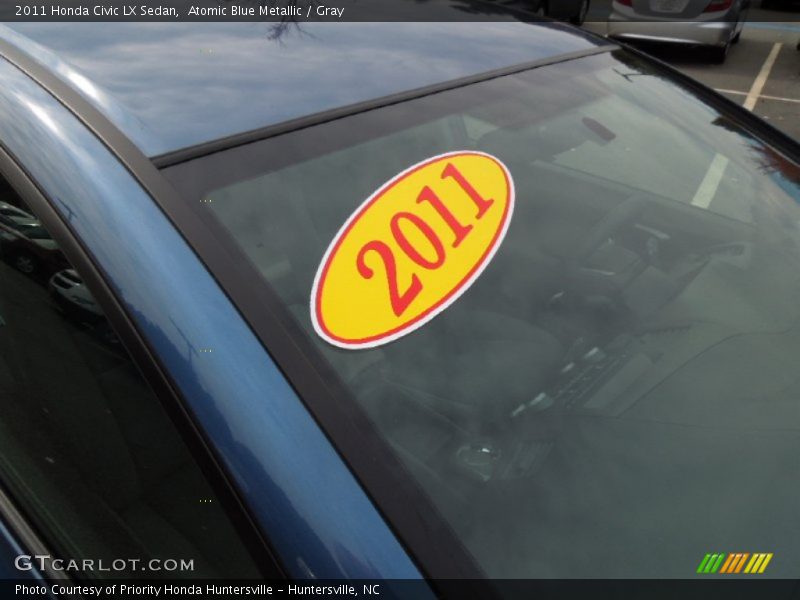 Atomic Blue Metallic / Gray 2011 Honda Civic LX Sedan